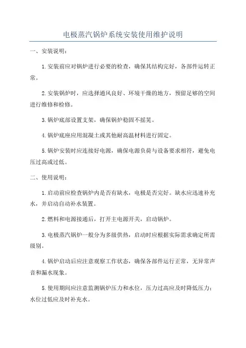 电极蒸汽锅炉系统安装使用维护说明
