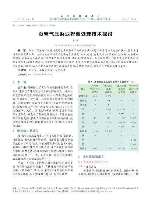 页岩气压裂返排液处理技术探讨