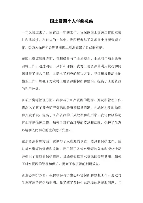 国土资源个人年终总结