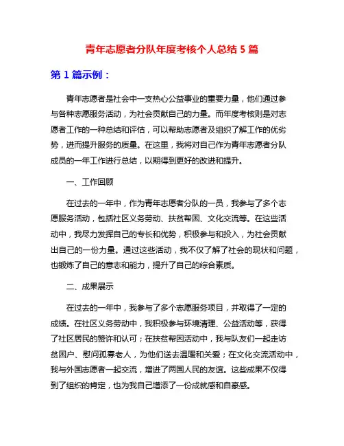 青年志愿者分队年度考核个人总结5篇