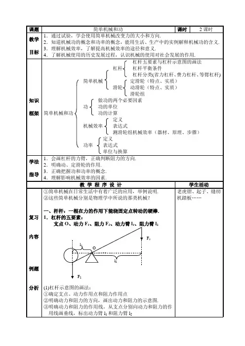 《简单机械和功》总复习教案