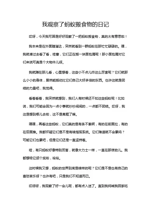我观察了蚂蚁搬食物的日记