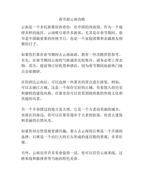 春节游云南攻略