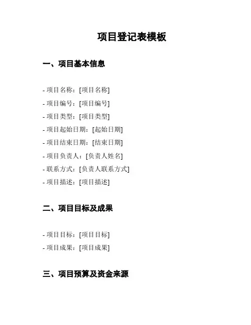 项目登记表模板