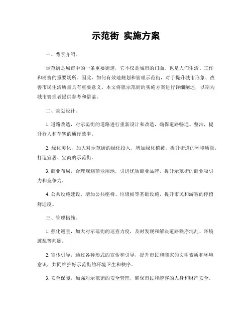 示范街 实施方案
