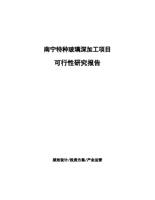 南宁特种玻璃深加工项目可行性研究报告