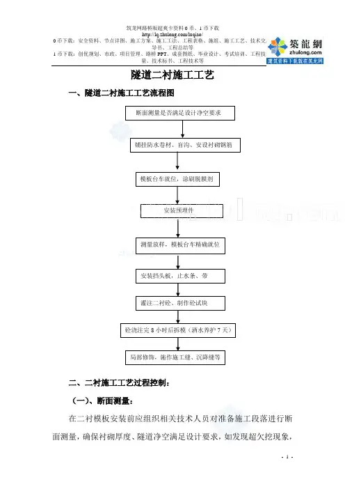 隧道二次衬砌施工工艺