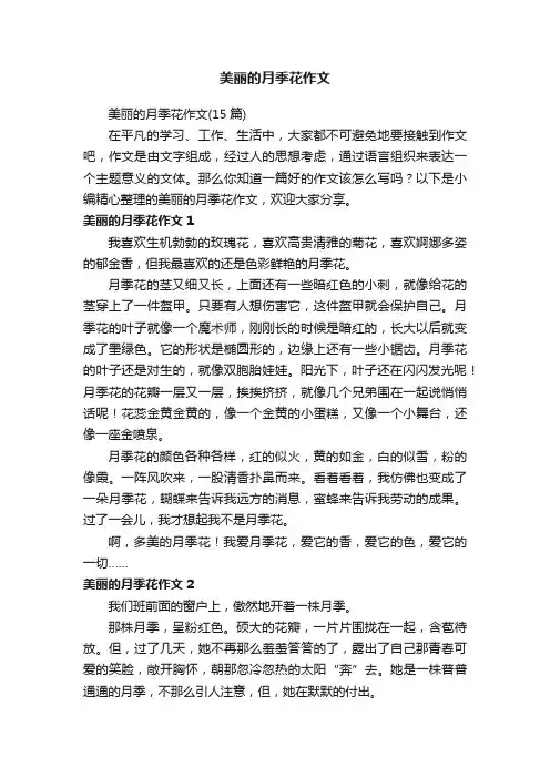 美丽的月季花作文（15篇）