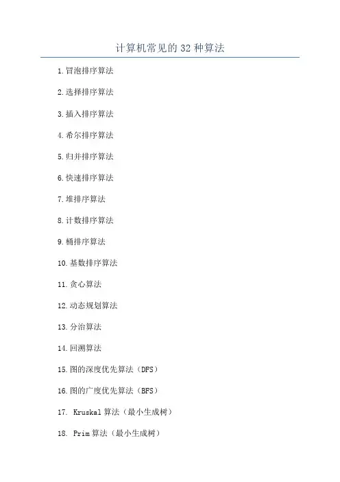 计算机常见的32种算法