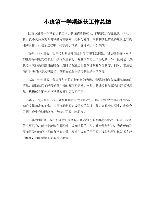 小班第一学期组长工作总结