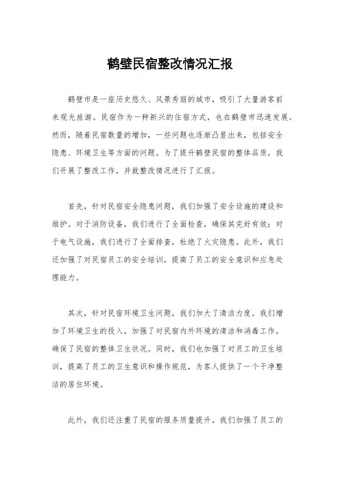 鹤壁民宿整改情况汇报