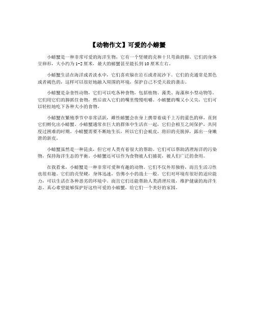 【动物作文】可爱的小螃蟹