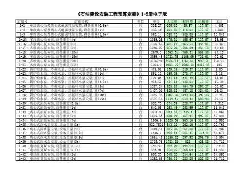 《石油建设安装工程预算定额》1-5册电子版.xls