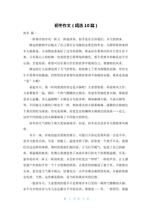 初冬作文(精选10篇)