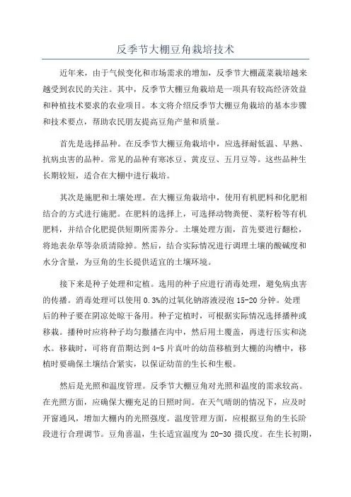 反季节大棚豆角栽培技术
