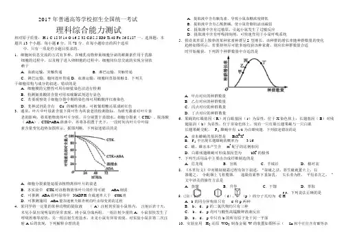 2017年全国卷1高考理综试题与答案