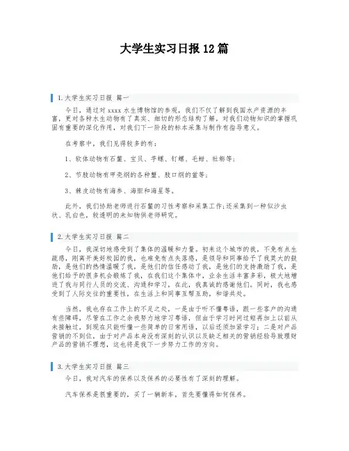 大学生实习日报12篇