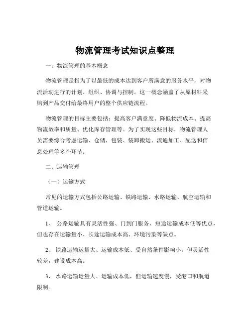 物流管理考试知识点整理
