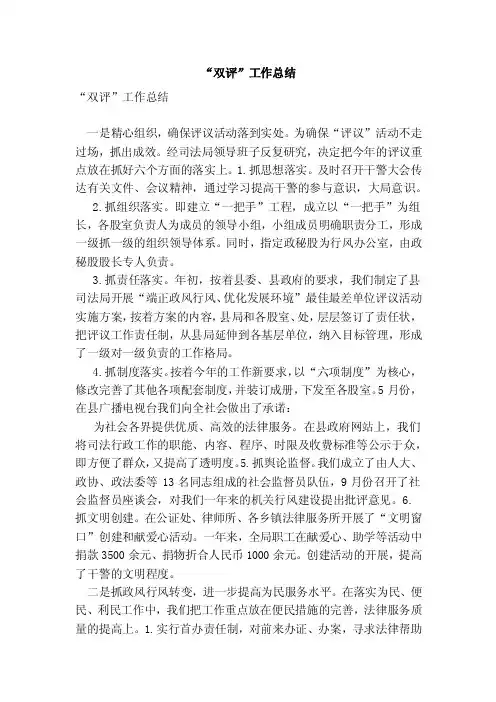 “双评”工作总结