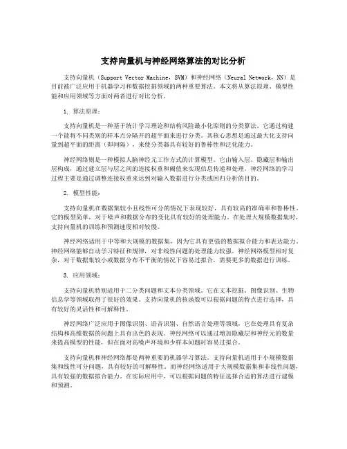 支持向量机与神经网络算法的对比分析