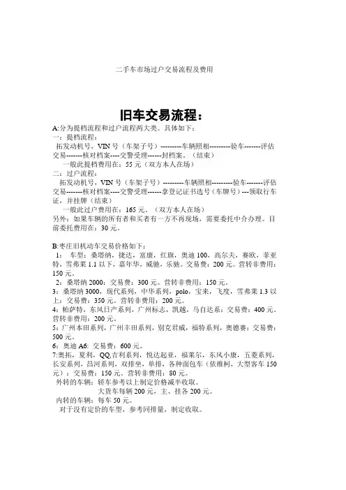 二手车市场过户交易流程及费用