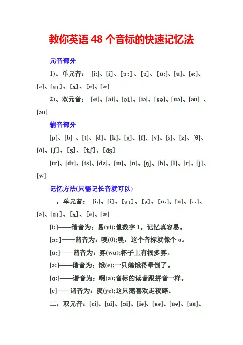 教你英语48个音标的快速记忆法