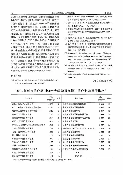 2013年科技核心期刊综合大学学报类期刊核心影响因子排序