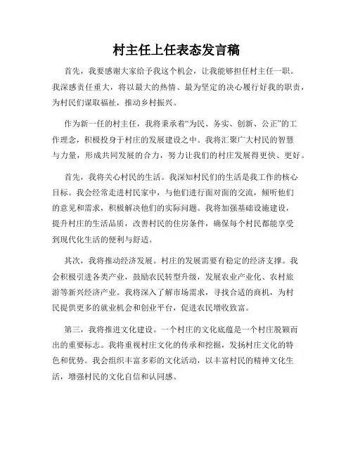 村主任上任表态发言稿