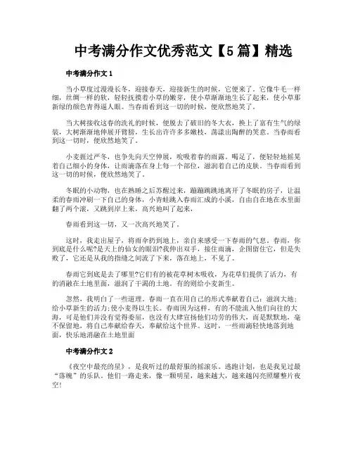 中考满分作文优秀范文【5篇】精选