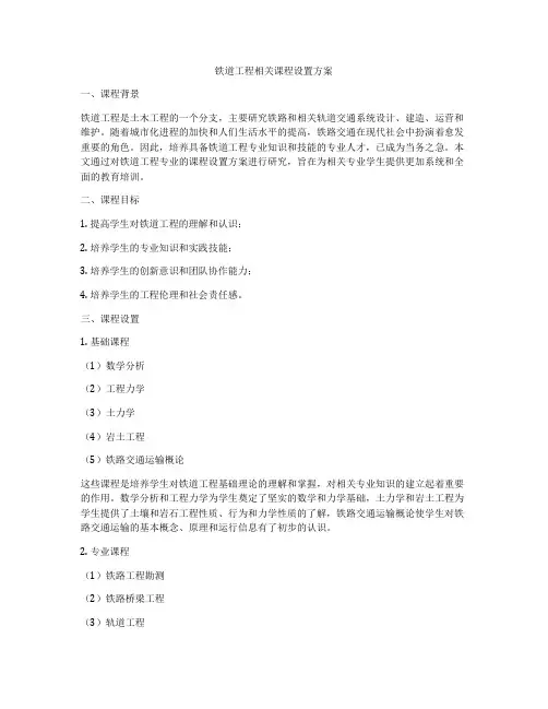 铁道工程相关课程设置方案