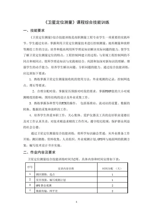 卫星定位测量综合技能实训