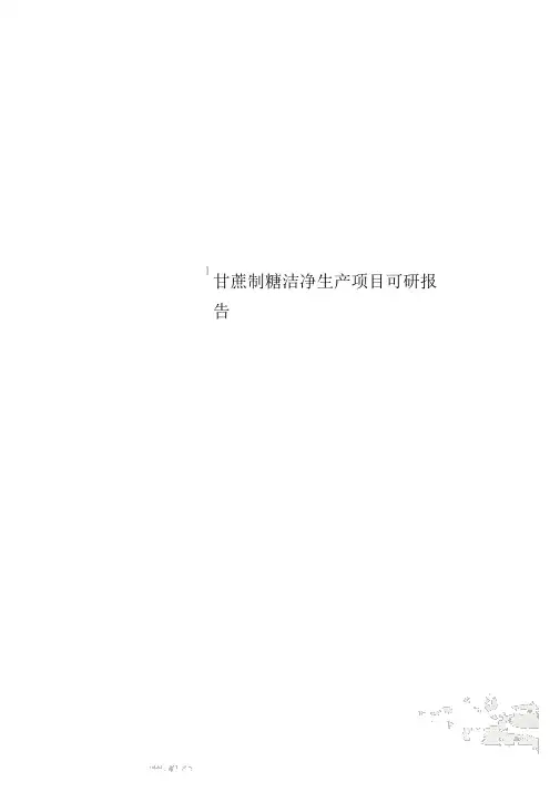 甘蔗制糖清洁生产项目可研报告