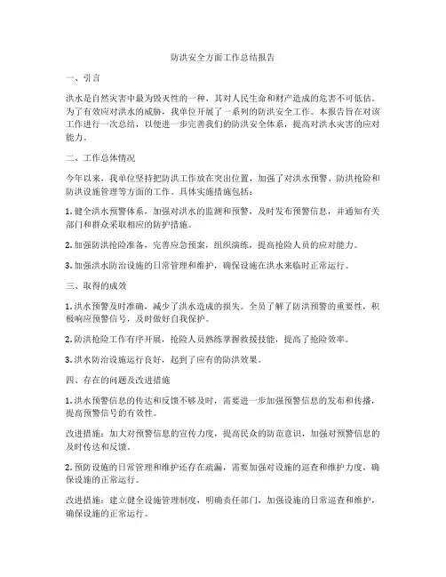 防洪安全方面工作总结报告
