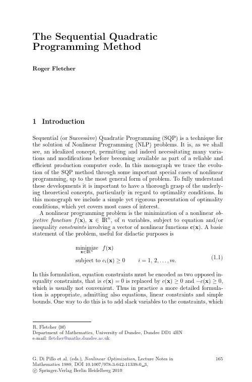 The Sequential Quadratic Programming Method