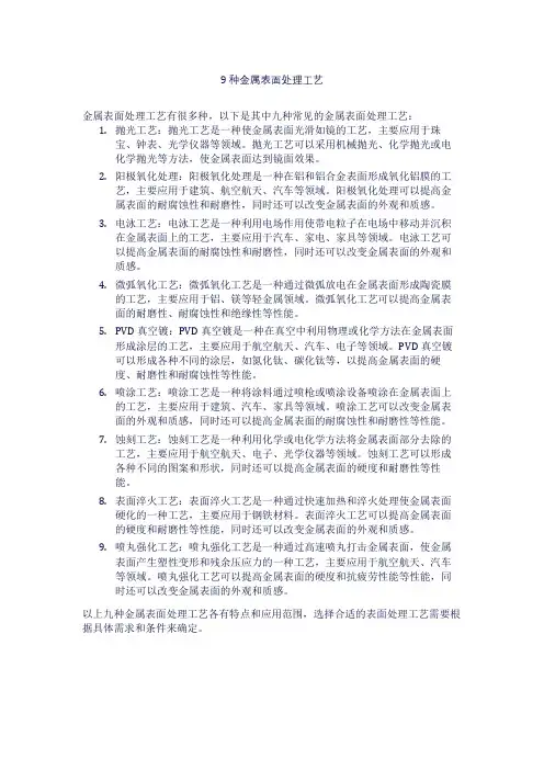 9种金属表面处理工艺