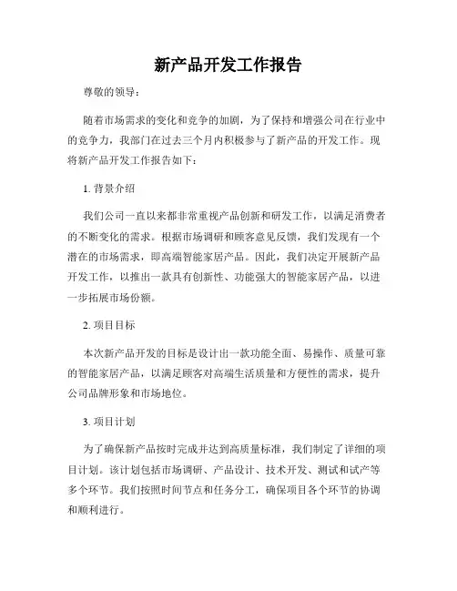新产品开发工作报告