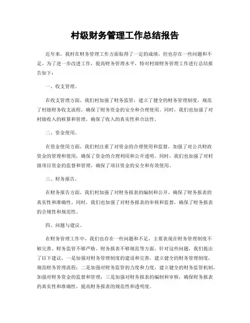 村级财务管理工作总结报告