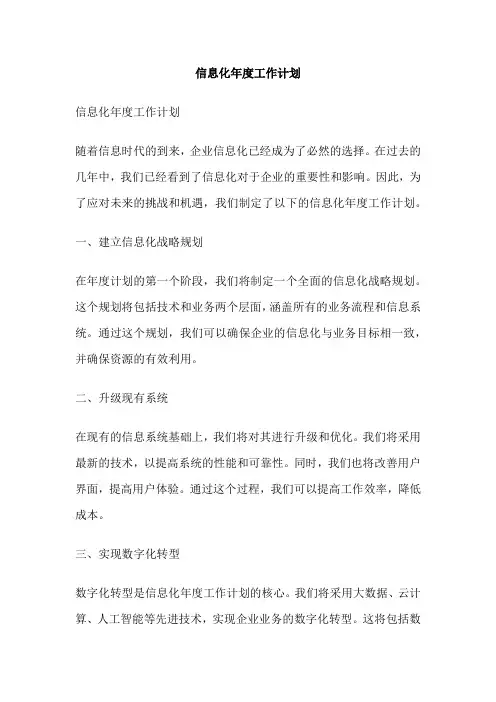 信息化年度工作计划
