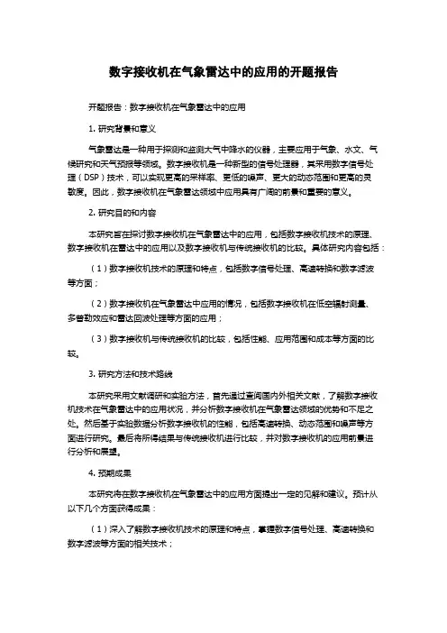 数字接收机在气象雷达中的应用的开题报告
