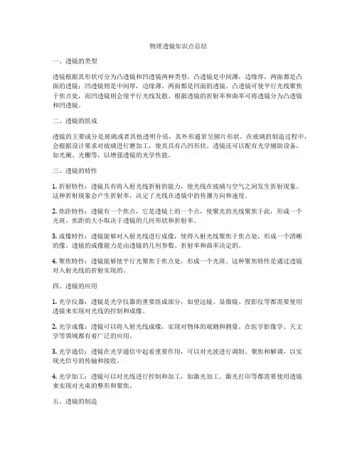 物理透镜知识点总结