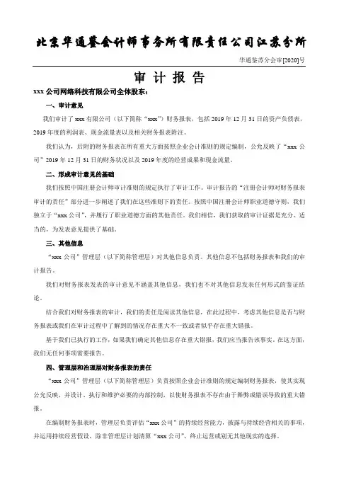 2019年度审计报告正文