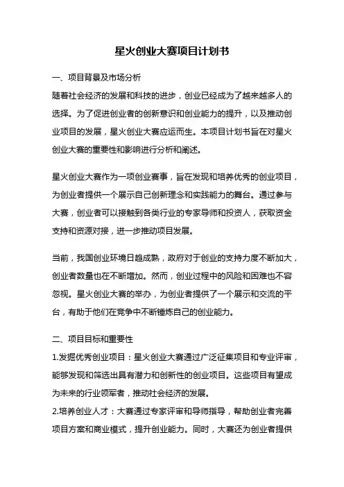 星火创业大赛项目计划书
