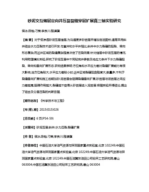 砂泥交互储层定向井压裂裂缝穿层扩展真三轴实验研究