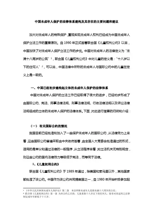中国未成年人保护的法律体系建构及其存在的主要问题和建议