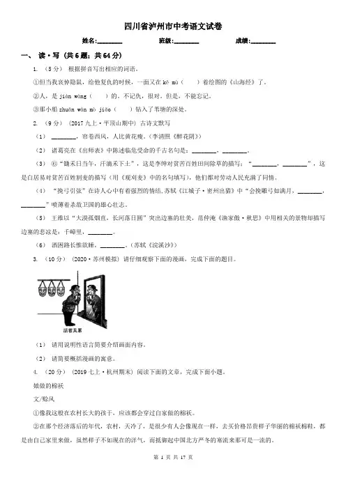 四川省泸州市中考语文试卷