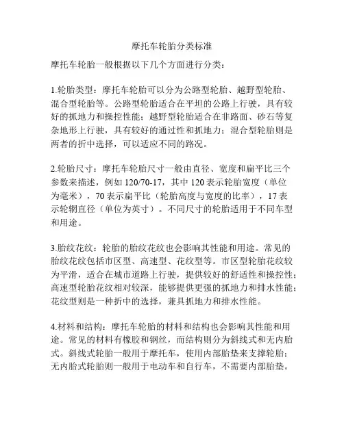 摩托车轮胎分类标准