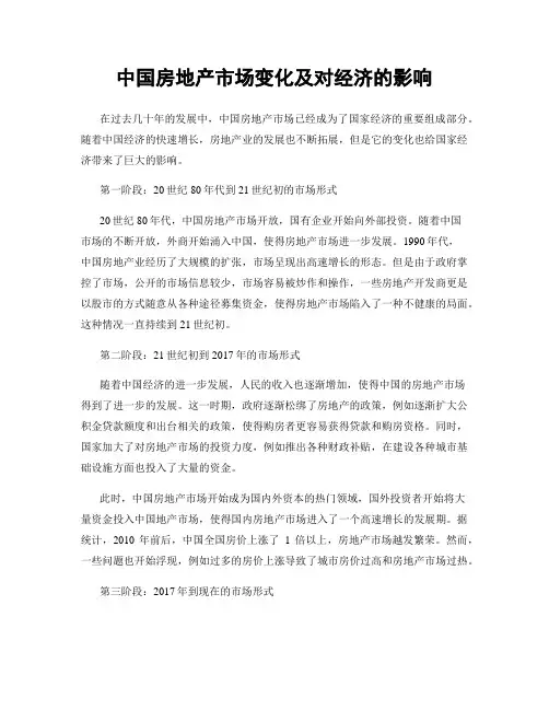中国房地产市场变化及对经济的影响
