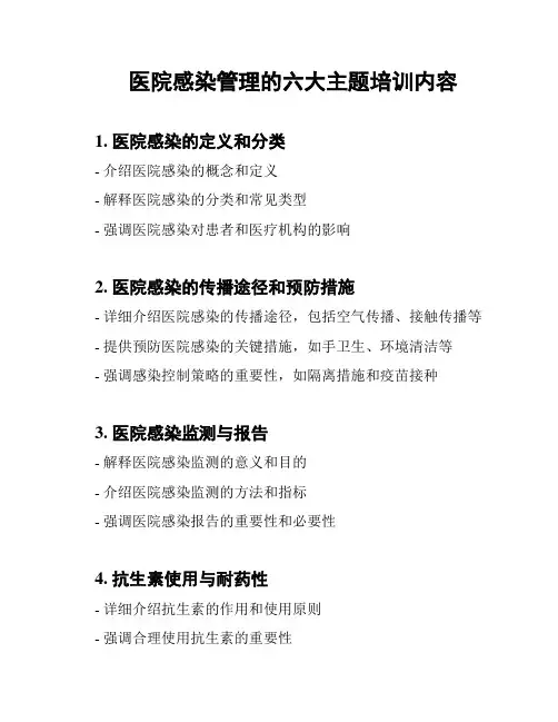 医院感染管理的六大主题培训内容