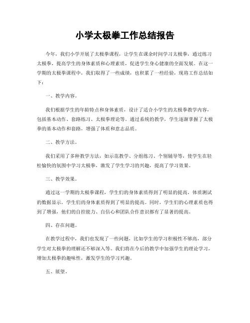 小学太极拳工作总结报告