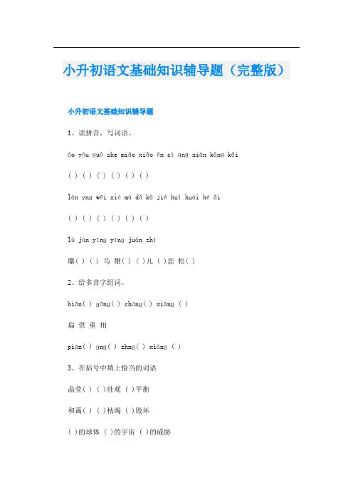 小升初语文基础知识辅导题(完整版)